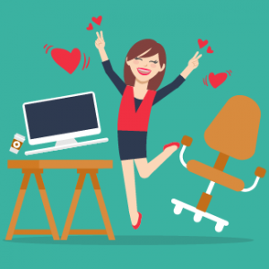 Woman happy with her job