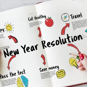 Notebook with an applicant's new year resolutions and goals